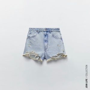 Zara ripped jean shorts